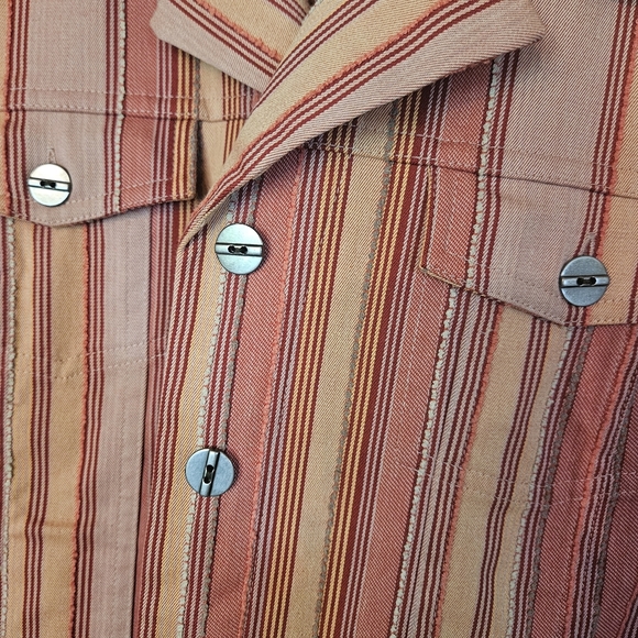 Christopher & Banks Red Pink Orange Striped Button Up Jacket Size Large Fall - Picture 3 of 6